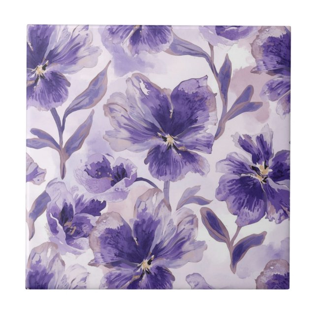 Flores Violetas Aquarela Flores Roxas Pintadas (Frente)