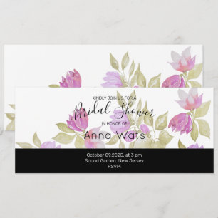 Flores Violetas Cor de Água Rosa pintadas à mão