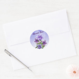 Flores violetas obrigado seus adesivos