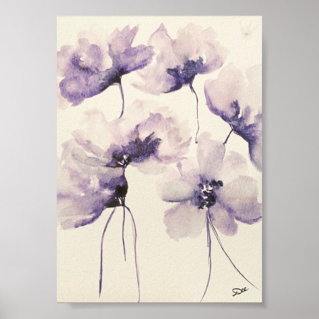Flores Violetas Premium Poster de Canvas de brilho (Frente)