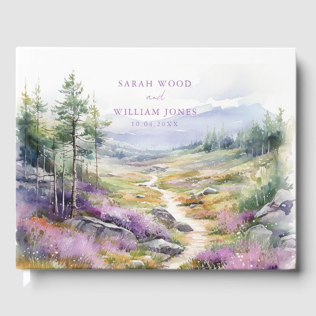 Flores violetas românticas selvagens Livro Convida (Frente)