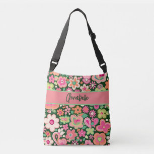 Flores Whimsical Divertidas Saco de Tote Crossbody