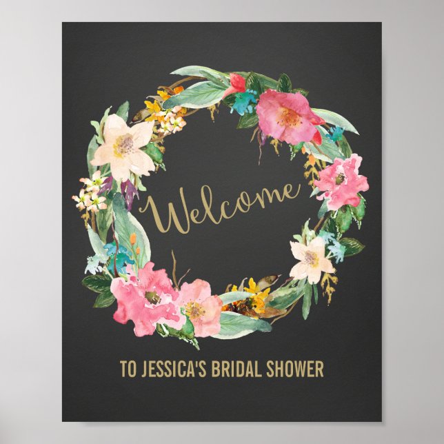 Flores Wreath Welcome Poster Impressão (Frente)