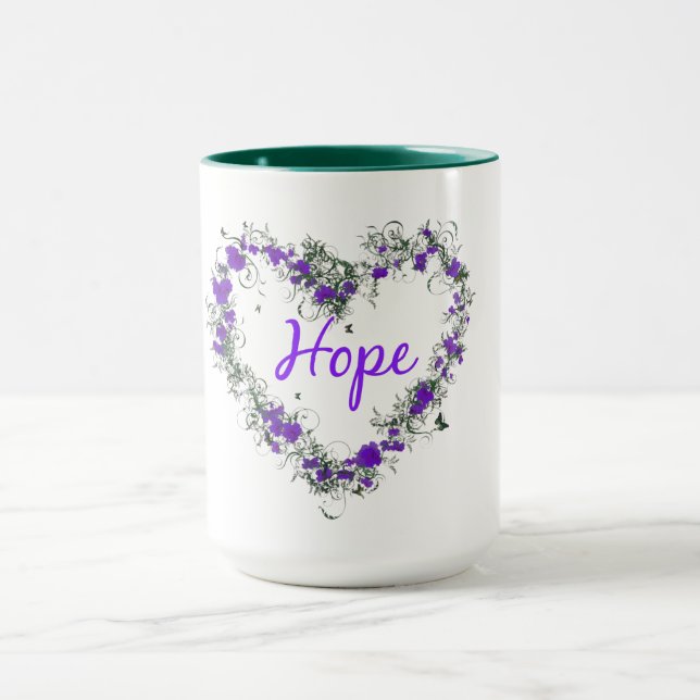 Floresça o coração da esperança caneca da (Centro)