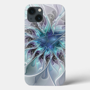 Florescer Abstrato Moderno Fractal Flor Com Azul