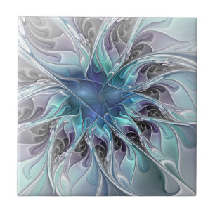 Florescer Abstrato Moderno Fractal Flor Com Azul