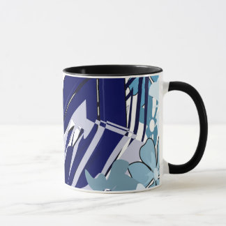 Florescer de Grade Abstrata Azul — Caneca Abstrata