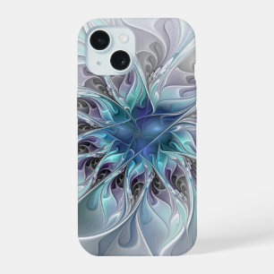Florescer Fractal Floral Moderno Abstrato Com Azul