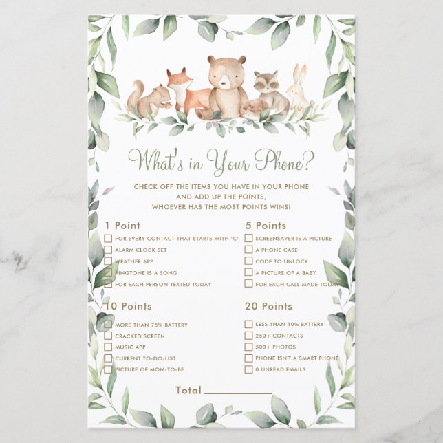 Floresta Animal Greenery O que há no seu jogo tele (Frente)