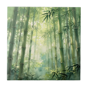 Floresta de Bambu Serena Brilho de Nevoeiro