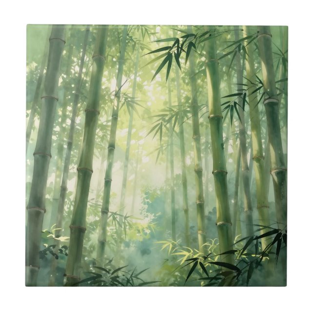 Floresta de Bambu Serena Brilho de Nevoeiro (Frente)