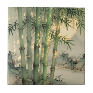Floresta de Bambu Verde Tinta Chinesa