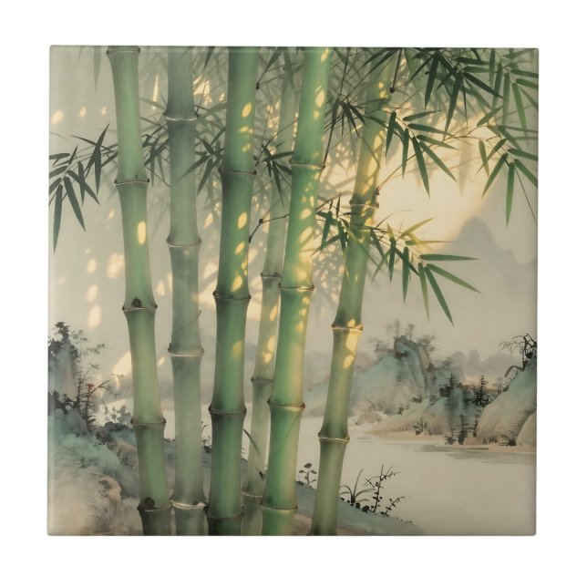 Floresta de Bambu Verde Tinta Chinesa (Frente)