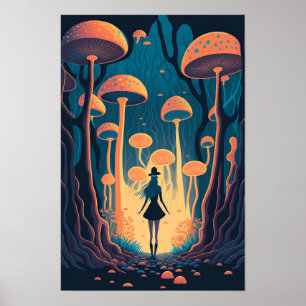 Floresta de Cogumelo Mágico Poster Arte Trippy 3