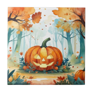Floresta de Colheita de Pumpkins de Watercolor Aut