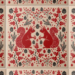 Floresta de Esquilo<br><div class="desc">Pavimentos florestais de esquilo vermelho com pínus,  ramais de pinheiros,  bolotas,  folhas de carvalho e bagas. Perfeito para uma casa de lago ou decoração sazonal. Arte original de Nic Squirrell.</div>