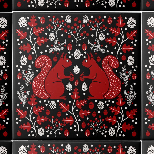 Floresta de Esquilo (Squirrel in the Forest pattern ceramic tile)