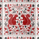 Floresta de Esquilo<br><div class="desc">Pavimentos florestais de esquilo vermelho com pínus, ramais de pinheiros, bolotas, folhas de carvalho e bagas. Perfeito para uma casa de lago ou decoração sazonal. Arte original de Nic Squirrell.</div>