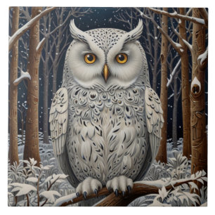 Floresta de inverno de coruja branca Elegante