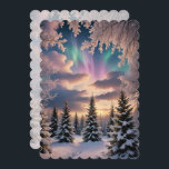Floresta de inverno de neve, cristais de gelo, luz<br><div class="desc">Esta carta apresenta uma floresta de inverno nevada à noite com cristais de gelo e auroras no céu. Mande Cartões de natal para sua família e amigos! Texto personalizado e fundos.</div>