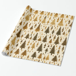 Floresta de Inverno em Papel de Presente Dourado