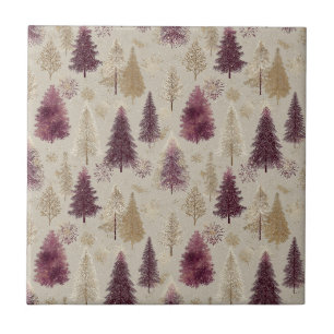 Floresta de Inverno Ouro Borgonha Elegante Neve
