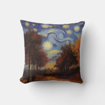 Floresta de Outono Estrelada – Almofada Artística