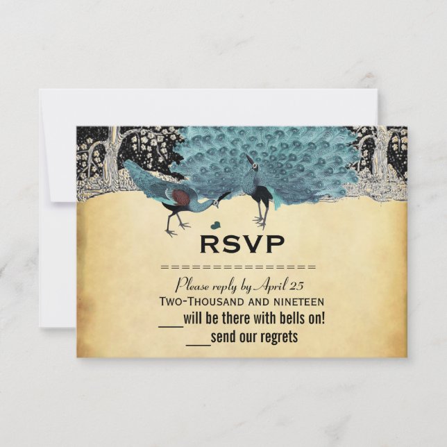 Floresta de Peacock Dourada de Aqua Vintage (Frente)