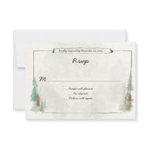 Floresta de Pinheiros em Aquarela Rústica RSVP