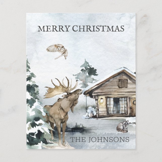 Floresta de Woodland Cabine no Natal (Frente)