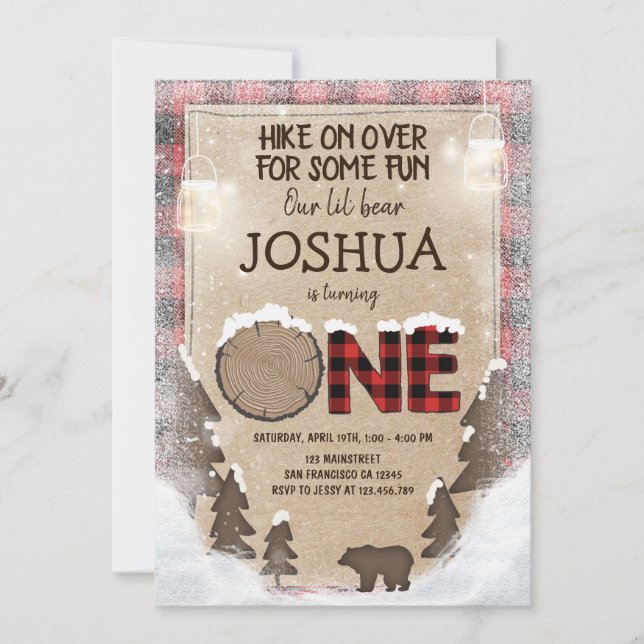 Floresta do convite do aniversário do lenhador do (Frente)