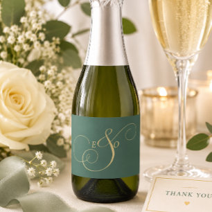Floresta Elegante Esmeralda Verde Dourado Monogram