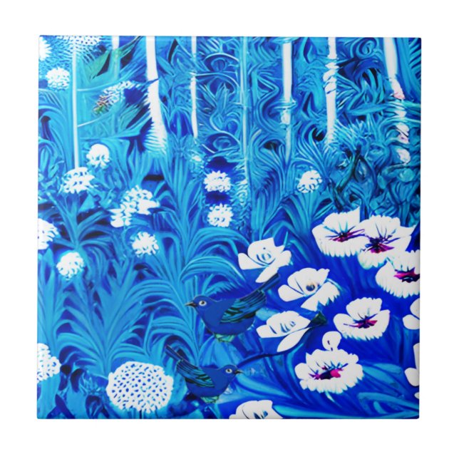 Floresta Fantástica com Flores e Pássaros (Frente)