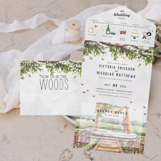 Floresta Florestal Elegante | Casamento Ilustrado (Criador carregado)