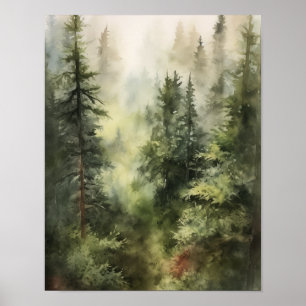 Floresta Foggy Landscape Art Impressão