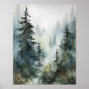 Floresta Foggy Landscape Art Impressão