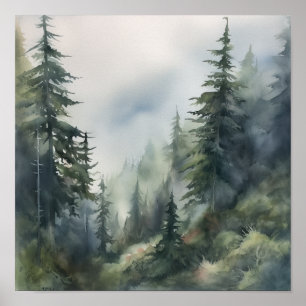 Floresta Foggy Landscape Art Impressão