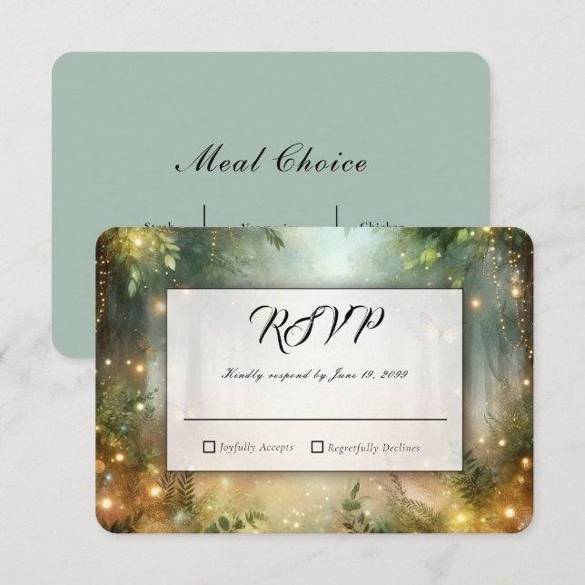 Floresta Mística, Magia do Prado, Casamento RSVP (Frente/Verso)