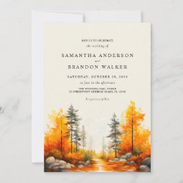 Floresta no outono - Cores do casamento Convite