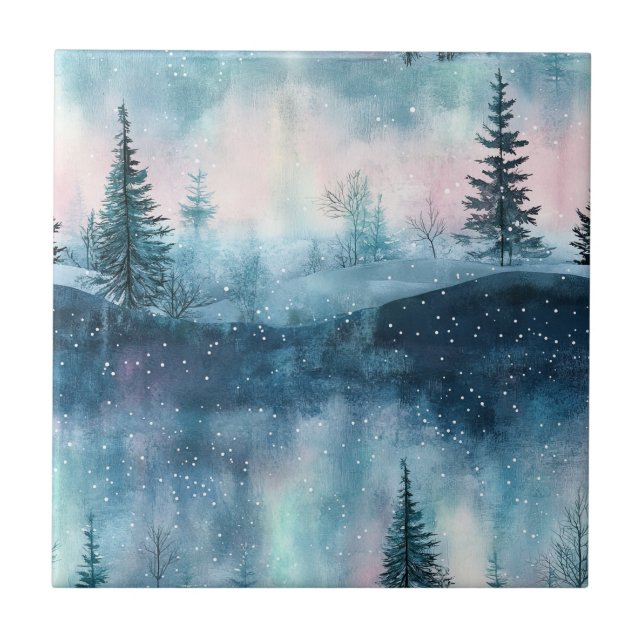 Floresta Noturna da Aurora Boreal Escura (Frente)