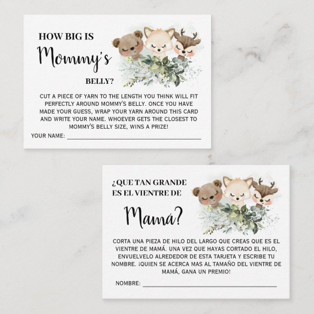 Floresta O tamanho do cartão bilíngue do jogo da b (Frente/Verso)