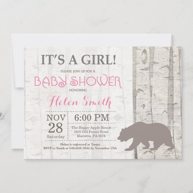 Floresta rústica do convite do chá de fraldas da (Frente)