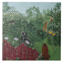 Floresta Tropical com Macacos e Cobra (Rousseau)