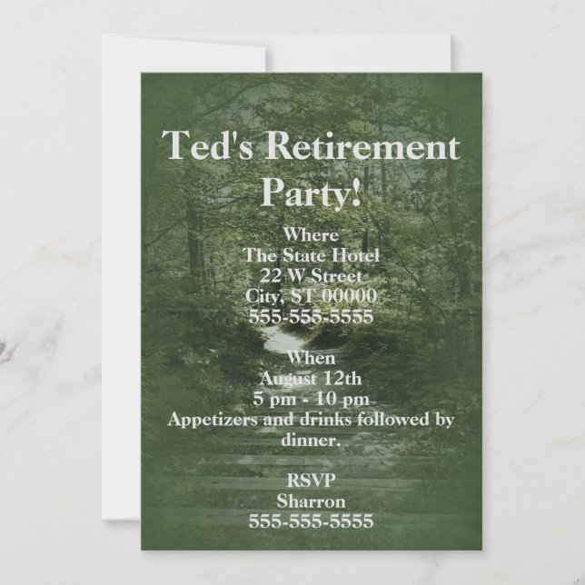 Floresta Verde Com Convite Para Caminho De Escada (Frente)