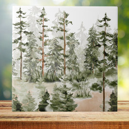 Floresta Verde Rústica Aquarela