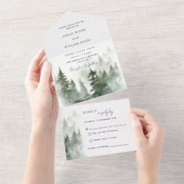 Floresta Verde Tudo em Um Convite de casamento