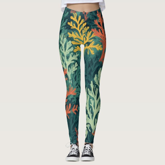 Floresta viva de coral - Leggings (Frente)