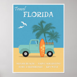 Florida Beaches Viagens vintage Poster