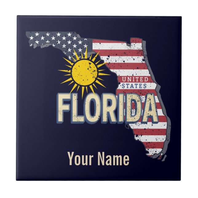 Florida EUA Retro Map Vintage EUA (Frente)