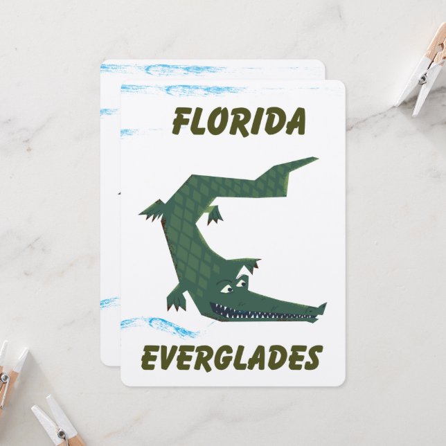 Flórida Everglades Alligator, arte de férias. (Frente/Verso In Situ)